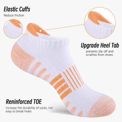COOPLUS 6 Pairs Ankle Socks Womens Athletic Thick Cushioned Cotton Running Low Cut Tab Socks in Kuwait