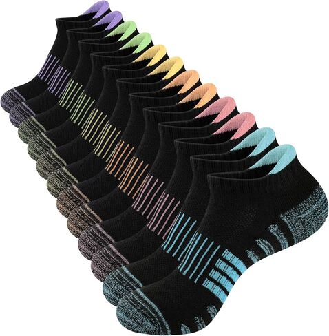 COOPLUS 6 Pairs Ankle Socks Womens Athletic Thick Cushioned Cotton Running Low Cut Tab Socks in Kuwait