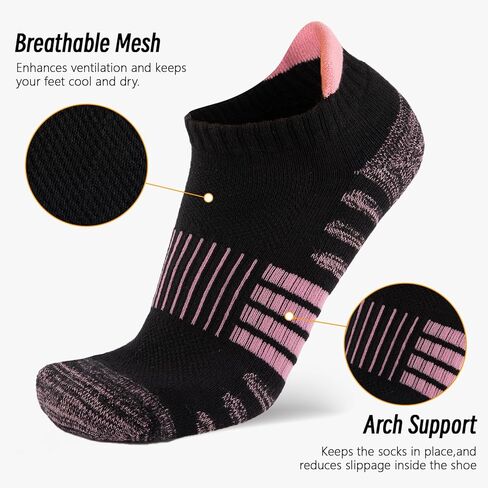 COOPLUS 6 Pairs Ankle Socks Womens Athletic Thick Cushioned Cotton Running Low Cut Tab Socks in Kuwait