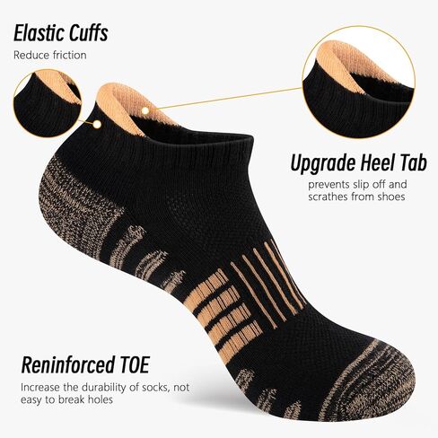 COOPLUS 6 Pairs Ankle Socks Womens Athletic Thick Cushioned Cotton Running Low Cut Tab Socks in Kuwait