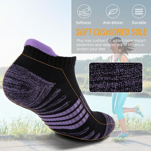 COOPLUS 6 Pairs Ankle Socks Womens Athletic Thick Cushioned Cotton Running Low Cut Tab Socks in Kuwait