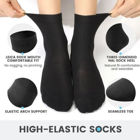 EBYNUE Womens Crew Socks 6-Pairs Moisture-Wicking Odor-Resistant Breathable Anti-Blister Seamless for Running & Daily US 6-11 in Saudi Arabia