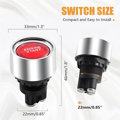 mankk Push Start Ignition Switch 12V DC,Start Engine Button Stater (ON)-Off,Momentary Engine Start Push Button Switch SPST 50A Red LED Light for Racing Car Vehicle Truck Boat RV M-042-R in Saudi Arabia