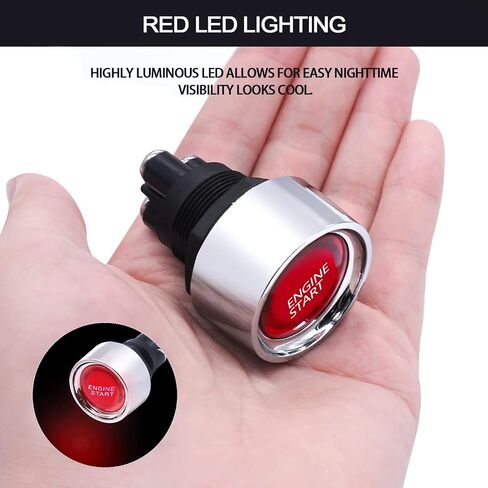 mankk Push Start Ignition Switch 12V DC,Start Engine Button Stater (ON)-Off,Momentary Engine Start Push Button Switch SPST 50A Red LED Light for Racing Car Vehicle Truck Boat RV M-042-R in Saudi Arabia