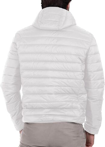 Polu Men's Puffer Jacket with Hood Warm Lightweight Hooded Winter Coat Puffer Jacket for Men Work Outdoor Hiking in Kuwait