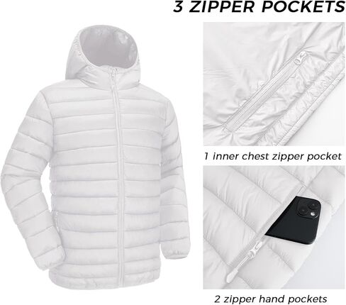 Polu Men's Puffer Jacket with Hood Warm Lightweight Hooded Winter Coat Puffer Jacket for Men Work Outdoor Hiking in Kuwait