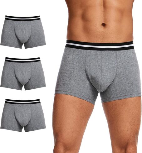 Washable Incontinence Underwear for Men, Cotton Boxer Briefs with Front Fly, Light Absorbency 80ml, Front Comfortable Leakproof Design, Feels Like Regular Underwear (3 Pack, Gray, 2XL) in Kuwait