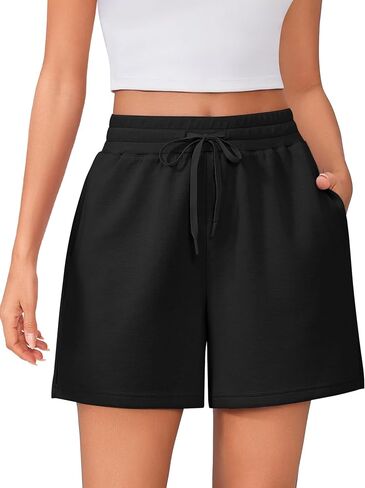 PINSPARK Womens Athletic Sweat Shorts Soft Drawstring High Waisted Active Short Comfy Casual Lounge Shorts with Pockets in Saudi Arabia