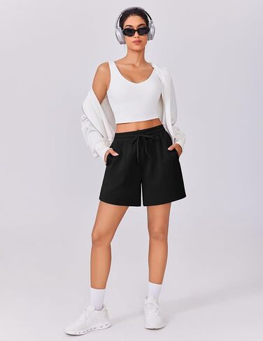 PINSPARK Womens Athletic Sweat Shorts Soft Drawstring High Waisted Active Short Comfy Casual Lounge Shorts with Pockets in Saudi Arabia