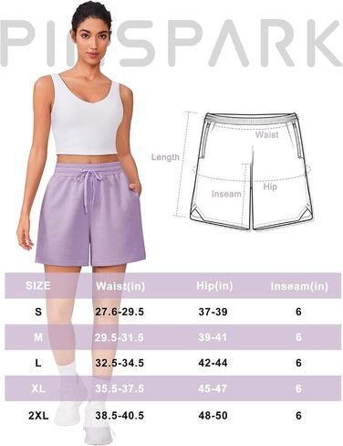 PINSPARK Womens Athletic Sweat Shorts Soft Drawstring High Waisted Active Short Comfy Casual Lounge Shorts with Pockets in Saudi Arabia