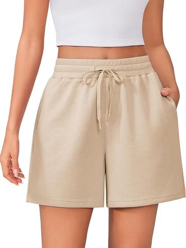 PINSPARK Womens Athletic Sweat Shorts Soft Drawstring High Waisted Active Short Comfy Casual Lounge Shorts with Pockets in Saudi Arabia