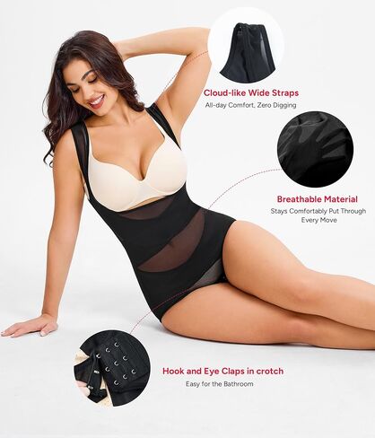 Nebility Shapewear for Women Tummy Control Bodysuit Faja Body Shaper Waist Trainer Snatched Corset Body Suit in Saudi Arabia