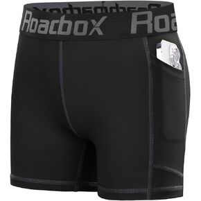 Roadbox Girls Volleyball Shorts, 4'' Kids Athletic Spandex Biker, Youth Compression Shorts with Pockets for Dance Gymnastics