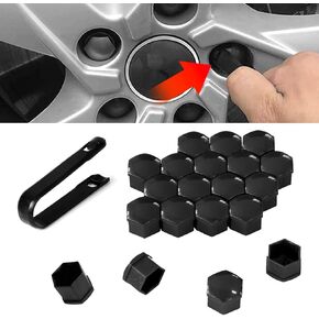20pcs أغطية جوز العروة السوداء سداس 19 ملم سداس لوجنوت لتيسلا ، Car Wheel Center Center Cant مع أداة إزالة القصاصة أدوات تلقائية المركز الخارجي تغطية واقية (19 مم/0.74in)