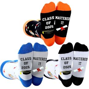 3 Pairs Class of 2025 Socks Graduation Gift for Women Men Mastered It Novelty Graduation Socks for Graduate College Degree High School Congrats Grad Gifts