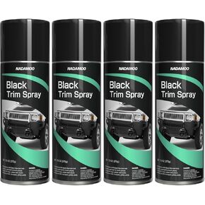 NADAMOO Automotive Black Trim Spray Paint, 4 Cans, Instantly Revives Color for Car Plastic Vinyl Rubber, Vehicle Exterior and Interior Plastic and Trim Restorer Aerosol Paint Can, Satin Finish