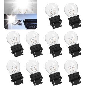 10 PCS 3157 Car Bulb, 12V Halogen Brake Light, Tail Light, Reverse Light, Turn Signal Bulb Replacement, Universal Fit for Most Cars (White)