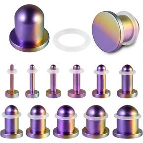 زوج G23 Solid Titanium Cylinder Stretching Kit Rainbow Color أذن مقاييس التفتت