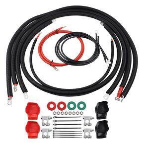 KIT NEW FORD Heavy-Duty Battery Cables Kit 2298-90 متوافق مع Ford F250 F350 SPORTION 1999 2000 2001 2002 2003 7.3L Power Stroke Diesel Engine 2/0