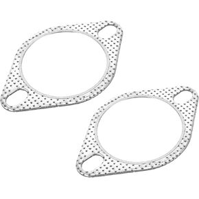 2pcs Car Exhaust Pipe Gasket Reinforced High Temperature Flange Gasket 2-Bolts 3.0inch Rhombus