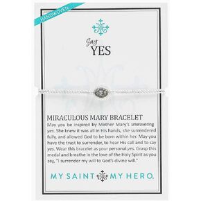 سوار My Saint My Hero Say Yes Miraculous Mary - ميدالية فضية اللون على سلك معدني فضي