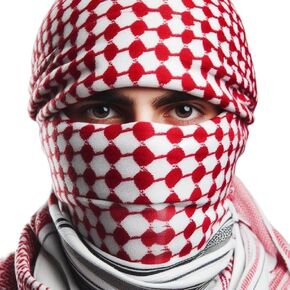 الحرف اليدوية الفلسطينية الأصيلة: جندي مجاني فلسطيني يدويًا 47 × 47 بوصة Keffiyeh للرأس والرقبة