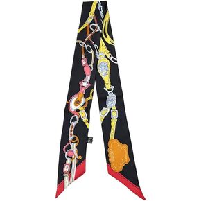 JERLA 100% Mulberry silk Scarf Head Hair Ribbon Handbag Handle wrap Tie Bundle Neckerchief Scarf for women