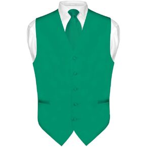 Men's Dress Vest & NeckTie Solid GOLDEN YELLOW Color Neck Tie Set for Suit Tux