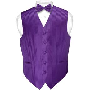Vesuvio Napoli Men's Dress Vest & BOWTie ROYAL BLUE Color Vertical Striped Design Bow Tie Set