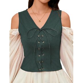 KOJOOIN Women's Pirate Renaissance Vest Cosplay Costume Steampunk Bodice Corset Steampunk Waistcoat