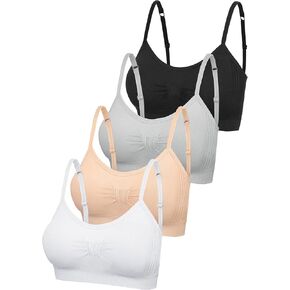 SATINIOR 4 Pieces Bralette Neck Cami Bra Wireless Tank Top Sports Bra for Women
