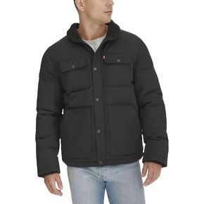 Levi's Men's Quilted Mixed Media Shirttail Work Wear Puffer Jacket معزول in Kuwait