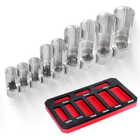 9 PCS مجموعة مقبس Nut Flare ، (10-22 مم) مقبس خط الوقود للحاقن ديزل مجموعة لأجهزة استشعار درجة الحرارة السلكية ، مفاتيح حرارية ، أنبوب ثني ، مستشعر EGT