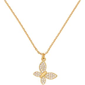 kate spade new york Lucky Charm Pave Butterfly Pendant, Clear/Gold