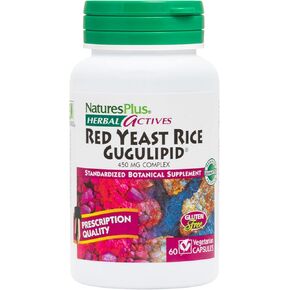 Natures Plus Herbal Actives Red Yeast Rice Gugulipid - 450 mg, 120 Vegan Capsules - Heart Health Supplement, Cholesterol Support - Vegetarian, Gluten-Free - 120 Servings