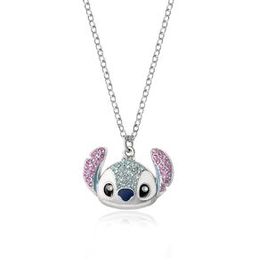 Disney Stitch Necklace for Women Official License, 16"+3" Fashion Pave Crystal Stitch Jewelry for Women