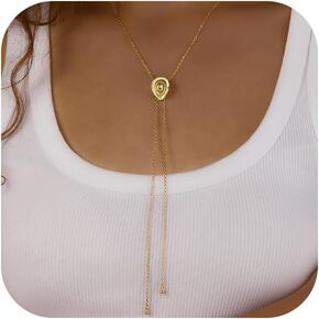 Western Cowgirl Hat Necklace for Women Gold Silver Dainty Bolo Tie Cowboy Necktie Accessories Small Charm Pendant Adjustable Long Chain Y Necklaces Trendy Country Jewelry Gifts