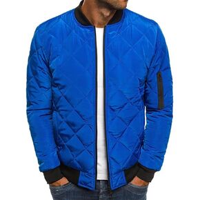 utcoco Mens Quilted Jacket Stand Collar Zip Up Casual Lightweight Down Jacket Winter Coat