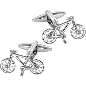 HAWSON Men's Urban Bicycle Cufflinks Silver Cycling-Themed French Shirt Accessories for Commuter Groomsmen & City Wedding Attire