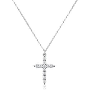 Tewiky Cross Necklace for Women-Dainty Simple 14k Gold Plated Cross Pendant Cute Diamond Necklaces for Women Gold Jewelry