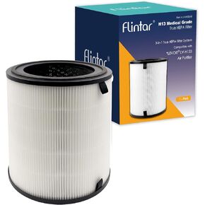 فلتر استبدال Flintar LV-H133 H13 True HEPA ، متوافق مع منقي الهواء LEVOIT LV-H133، نظام تنقية HEPA صحيح درجة H13، رقم القطعة LV-H133-RF