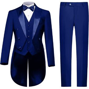Mens Suits 3 Piece Slim Fit,Men's Tailcoat Suit Single Breasted Swallow Tail Coat for Proms,Concert,Wedding