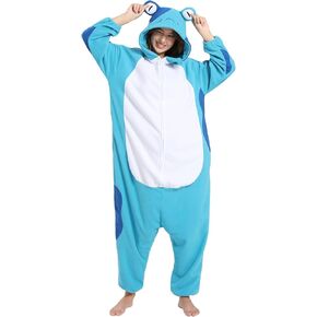 Unisex Adult Animal Costume Pajamas, Women Men Halloween Blue Arrow-poison Frog Cartoon onesie