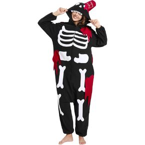 Unisex Adult Animal Costume Pajamas, Women Men Halloween Paint Bucket Skeleton Cartoon Onesie