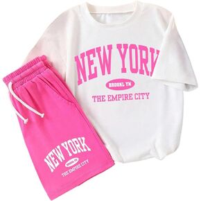Milumia Girl's Summer 2 Piece Outfits T-Shirt and Shorts Set Clothing Sets Sweat Sport Tracksuit