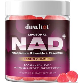 ملحق NAD Gummies خالية من السكر ، نيكوتيناميد الشحمي الريبوسيد ريسفيراترول 900 ملغ للنساء والرجال ، مكملات NAD+ مع مستخلص بذور Quercetin & Grape ، دعم الدماغ ، مضادات الأكسدة ، 60Ct