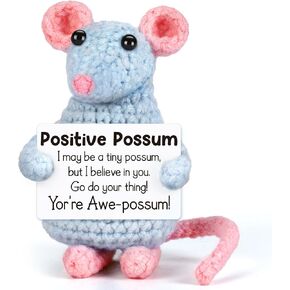 LEJIAJINW Emotional Cheer Up Inspirational Gifts for Women Friends Sister Birthday Ideas, Mini Cute Positive Crochet Opossum Funny Fathers Day for Him Men Boyfriend Dad Husband Anniversary Valentines