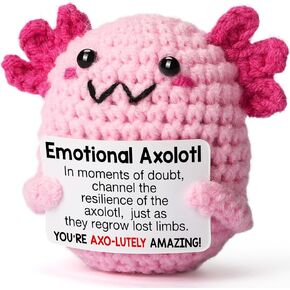 الدعم العاطفي الفخمة Axolotl ، دمية الكروشيه المصنوعة يدويًا للنساء للمراهقات ، معلمات ، ممرضة زميل في العمل ، أفضل لعيد الميلاد ، هدية تخزين عيد الميلاد ، عيد الحب ، عيد الأم ، عيد الفصح