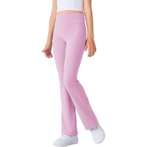 Girls Flared Pants Scallop Waist Yoga Pants Workout Running Leggings