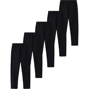 Little Girls Black Leggings Basic Toddler Girl Pants Soft Comfortable Baby Girls Leggings Pack of 5